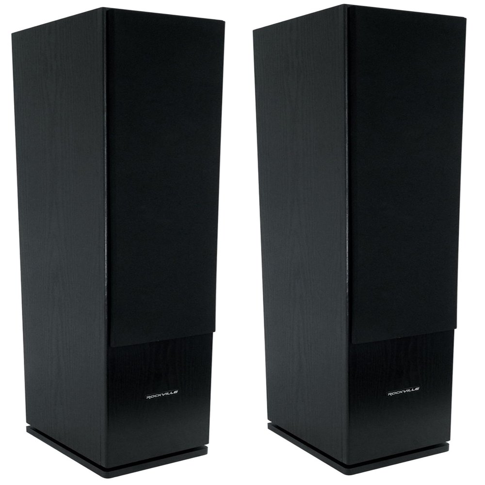 Rockville RockTower 68B Black Home Audio Tower Speakers Passive, 2-Pack