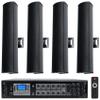 Rockville Bundle: RCS350-6 350W 6-Zone 70V Amp w/Bluetooth & Wet Array 4 Black Speakers, IP55 Wall Mount, 2-Way Line Array for Restaurant, Church, Auditorium, Indoor/Outdoor Use (5 Item) view 1