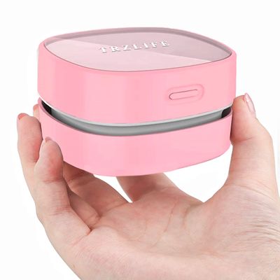 TRZLIFE Desk Vacuum Cleaner, Portable USB Rechargeable Mini Handheld Cleaner Sucks Up Crumbs Debris from Desktop Countertop Drawer, Perfect Office Desk Accessory, Ideal Valentine's Day Gift Pink