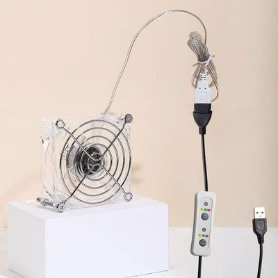 SKIVTGLAMP 3.15-Inch USB-Powered Fan Smart Fan with Timing and Speed Governing Switch Small Room Air Circulator Fan for Pet,Silent and Portable - Transparent