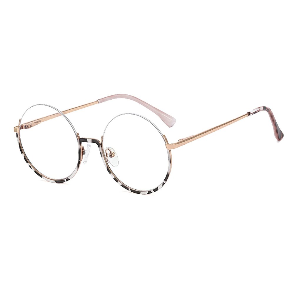 laureles Vintage Blue Light Blocking Round Reading Glasses Women Computer Eyeglasses Reader Half Frame Eyewear (C1, 1.50 Magnification)