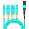 AMPCOM MPO to LC Breakout Cable 50/125m Multimode OM3-300(12 Fiber, MPO to LC, Type B, LSZH/Riser, UPC, Aqua) 1m (3ft) view 1