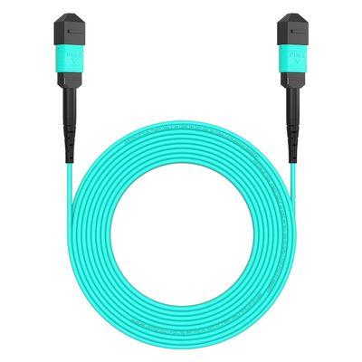AMPCOM MPO to MPO Trunk Cable 50/125m Multimode OM3-300 (24 Fiber, MPO to MPO Female, Type B, LSZH/Riser, UPC, Aqua) 30m (98.4ft)
