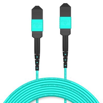 AMPCOM MPO to MPO Trunk Cable 50/125m Multimode OM3-300 (24 Fiber, MPO to MPO Female, Type B, LSZH/Riser, UPC, Aqua) 100m (330ft)