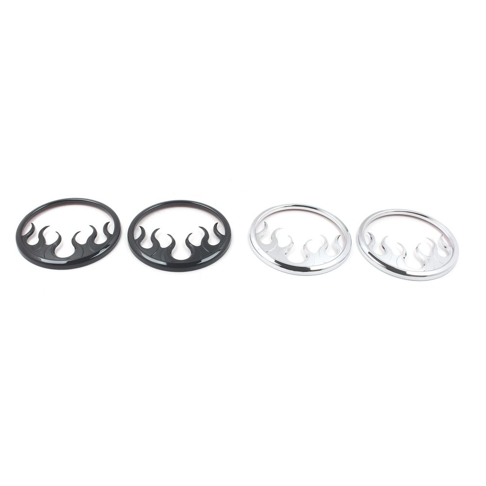 FINMOKAL Chrome Black Flame Front Speaker Grill Trim Cover For Harley Electra Glide 2014-2022