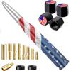 American Flag Car Truck Bullet Antenna with Valve Stem Caps, Universal Antenna Mast for GM Chevy Silverado 1500 2500 3500 HD Avalanche Ford F150 F250 F350 Heavy Duty Pickup Jeep Accessories (Silver) view 1