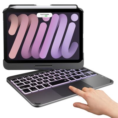 typecase Keyboard Case for iPad mini 7 (2024) & Mini 6 (2021) - Wireless Case with Keyboard for iPad mini 7th 6th Generation 8.3" - 11 Colors Backlit Keyboard Cover with Trackpad - Dark Gray