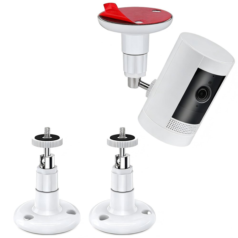 2 Pack Adjustable Security Wall Mount for Ring Stick Up Cam & Ring Outdoor Cam Plus, Indoor Outdoor Mount Bracket for Arlo HD/2/3/4, Ceiling Mount Kit, VHB Adhesive or Screw, No Drill