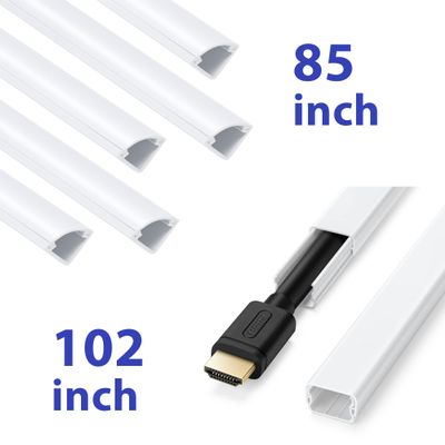 85in Corner Cable Concealer & 102in Mini Cord Hider, Cable Hider for One Cord Paintable Wire Covers for Cords Wall, PVC Wire Hider, Single Cable Raceway for A Thick Extension Cord, Wall Cord Concealer