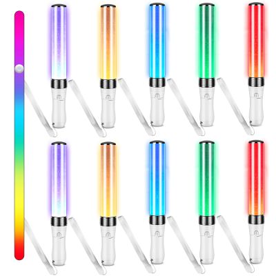Lewtemi 6 Pcs K-pop Lightstick LED Glow Sticks 15 Color Reusable Concert Stick, Manual and Automatic Mode, Idol Flashing Glowsticks Wotagei Party Supplies for Raves Emergency Camping New Year