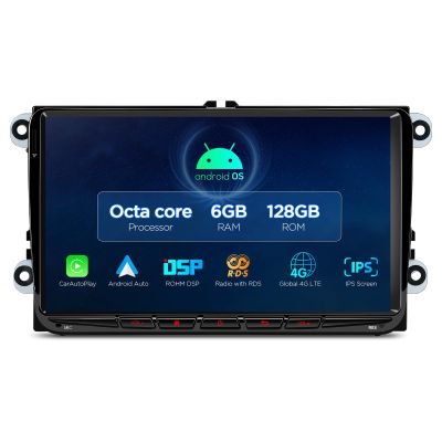 XTRONS Car Stereo for VW Volkswagen EOS Golf, Android 14 Octa Core 6GB+128GB Car Radio, 9 QLED IPS Touch Screen GPS Navigation Bluetooth Head Unit Built-in DSP CarPlay Android Auto 4G LTE