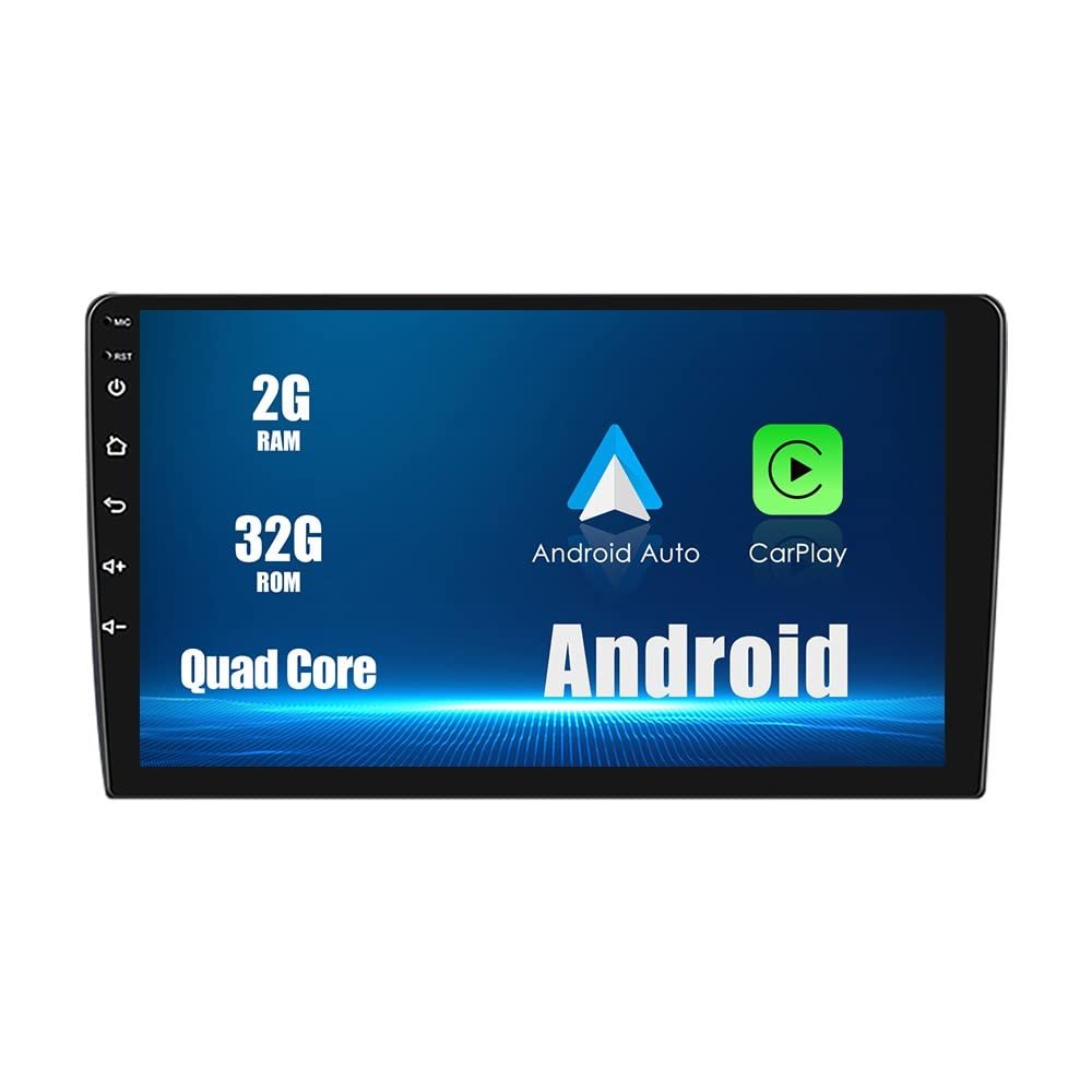 KUNFINE Universal CarPlay/Android Auto Autoradio Android FM Radio Car Navigation Stereo Pad Multimedia Player GPS 10" IPS Touch Screen Display BT WiFi 2 Din Headunit Tablet Quad Core 2G+32G