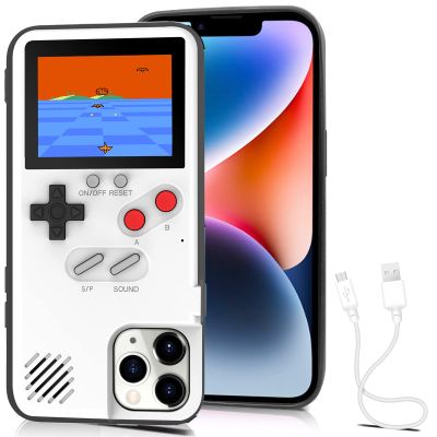 Chu9 Game Phone Case, 168 Built-in Small Video Games, White, Compatible with iPhone 14 Plus