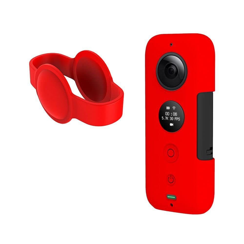 Aokicase Compatible with Insta360 One X Anti-Scratch Camera Silicone Case Protective Case for Insta 360 One X Action Anti-Scratch Camera Accessories Red (A421)