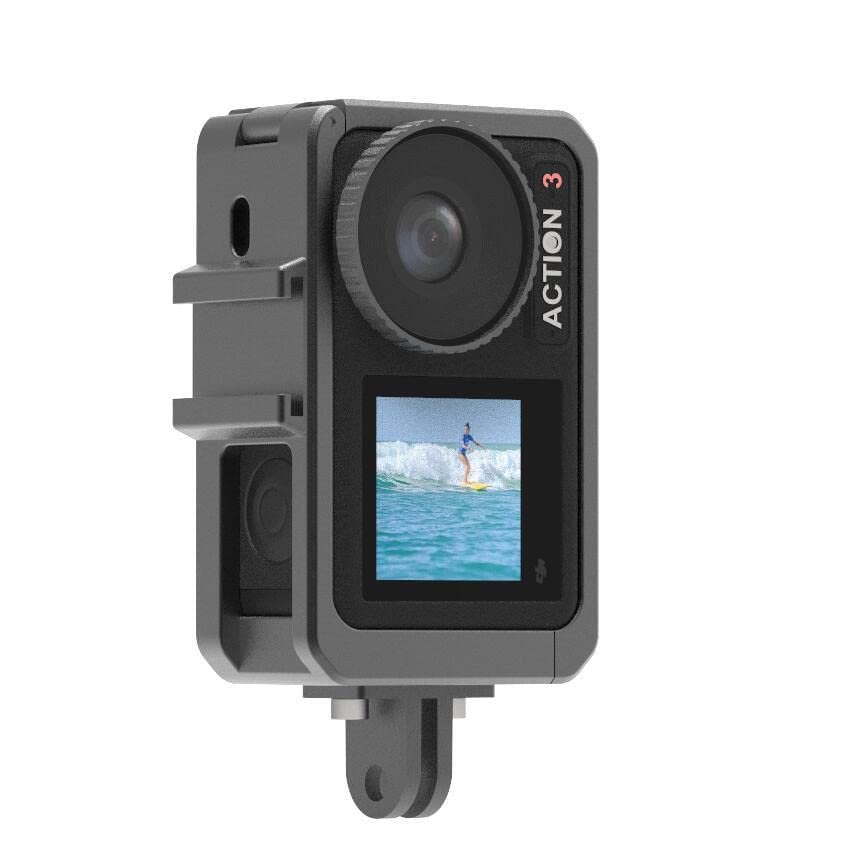 Aokicase Compatible with DJI Action 3 Anti-Scratch Camera Holder Metal Protective Frame for DJI Action 3 Anti-Scratch Camera Accessories Black (A534)