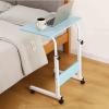 MOFOCO Medical Side Table, Laptop Desk with Wheels, Adjustable Height, Flat Packed, for Home and Hospital view 2
