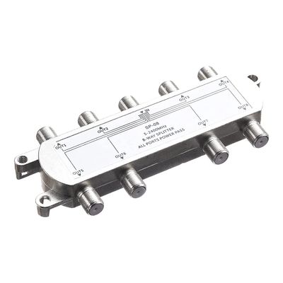 Pasotim Digital 8 Way Coaxial Cable Splitter 5-2400MHz, RG6 Compatible, Work with Analog/Digital TV Connections and Internet, Silver, 500317629