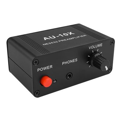 Pasotim AU-10X NE5532 Audio Signal Preamplifier Headphone AMP Board Gain 20Db 3.5MM Volume Control Tone DC 12V