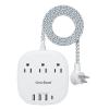 PD 20W USB C 3 Outlet 4 USB Ports Flat Plug Power Strip No Surge Protector for Cruise Ship Travel, 5 ft Long Extension Cords, Power Delivery, Desktop Power Strip for Dorm Home Office view 1