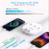 PD 20W USB C 3 Outlet 4 USB Ports Flat Plug Power Strip No Surge Protector for Cruise Ship Travel, 5 ft Long Extension Cords, Power Delivery, Desktop Power Strip for Dorm Home Office view 2