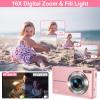 Digital Camera, Kids Camera with 32GB Card FHD 1080P 44MP Vlogging LCD Screen 16X Zoom Compact Portable Mini Rechargeable Gifts for Students Teens Adults Girls Boys-Black, (DC403Black) view 3