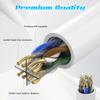 100FT Cat6 Ethernet Cable, Cat 6 Patch Cable, Cat6 Internet Cable, UTP Network Cable, Indoor and Outdoor, PoE, 24AWG CCA, Compatible for PC, Laptop, Router, Switch, Server, with 25 Cable Ties - White view 3