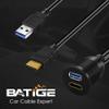 BATIGE USB 3.0 & HDMI to HDMI + USB3.0 AUX Extension Dash Panel Waterproof Car Flush Mount Cable for Car Boat and Motorcycle - 1ft view 3