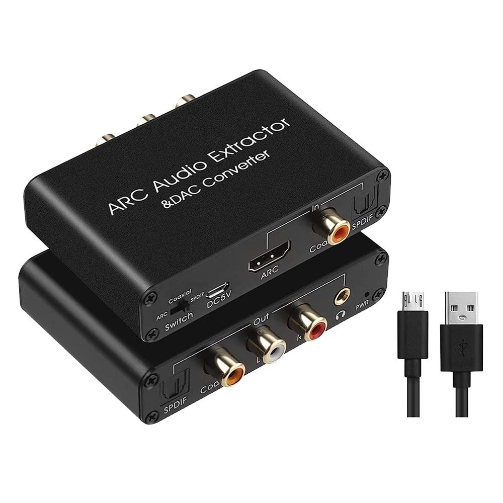 Pasotim Audio Converter ARC Audio Extractor -Compatible Optical SPDIF Coaxial to Analog 3.5mm Digital to Analog