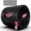 250FT Cat8 Outdoor Ethernet Cable, In-Ground, 26AWG Pure Copper Cat 8, Heavy Duty Direct Burial, LLDPE UV Jacket, Waterproof, 40Gbps 2000Mhz SFTP Patch Cord, POE, Network, Internet, with 25 Cable Ties view 1