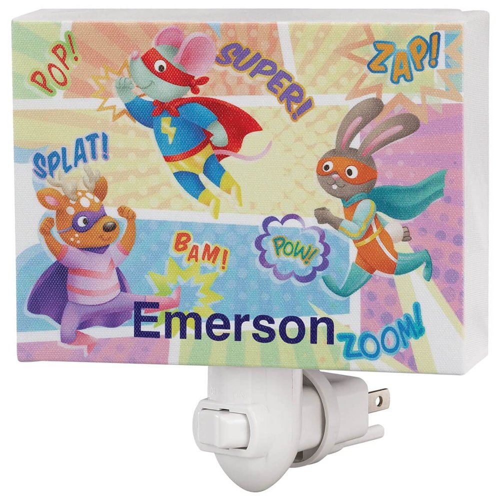 Fox Valley Traders Custom Superheros Children's Night Light, MDF Plastic - Measures 5 1/4" Long x 3 7/8" Wide x 1 3/4" High