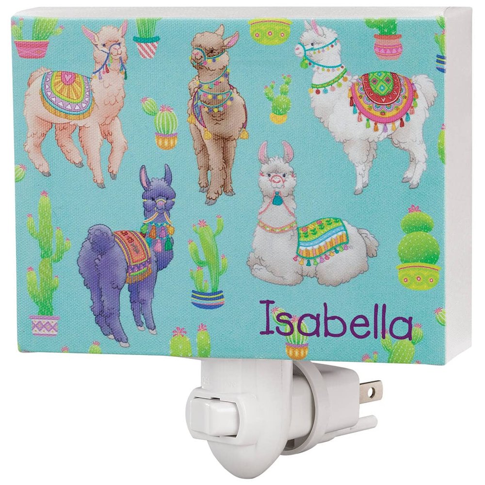 Custom Llamas Children's Night Light, MDF Plastic - Measures 5 1/4" Long x 3 7/8" Wide x 1 3/4" High