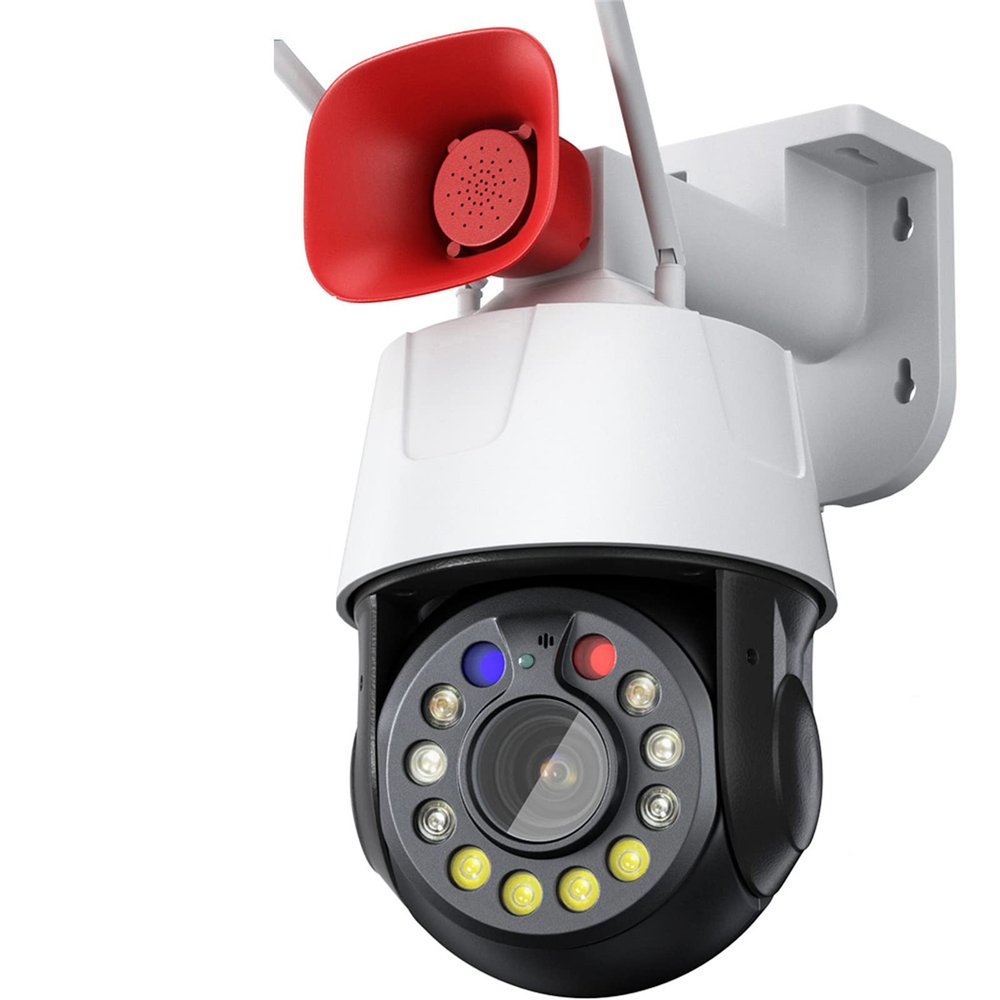 5MP Security Camera Outdoor,IP Network Camera 33X Zoom PTZ Outdoor Home Surveillance Cam CCTV Full Color Night Vision,Siren,2 Way Talk