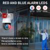 5MP Security Camera Outdoor,IP Network Camera 33X Zoom PTZ Outdoor Home Surveillance Cam CCTV Full Color Night Vision,Siren,2 Way Talk view 4