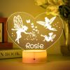 VEELU Custom Name Night Light with Pink Fairy, Personalized Baby Night Light Engraved Text Individual Kids Light Princess Toddler Birthday Gift for Daughter Girl view 1