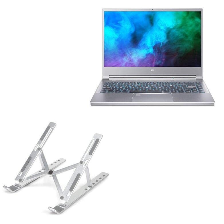 BoxWave Stand and Mount Compatible with Acer Predator Triton 300 SE (PT314-51s) - Compact QuickSwitch Stand, Portable Multi Angle Viewing Foldable Riser - Metallic Silver