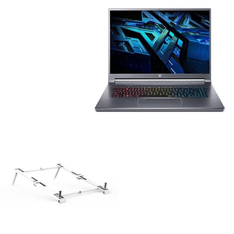 BoxWave Stand and Mount Compatible with Acer Predator Triton 500 SE (PT516-52s) - Pocket Aluminum Stand 3-in-1, Portable Multi Angle Viewing Riser - Metallic Silver