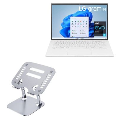 BoxWave Stand and Mount Compatible with LG Gram 14 (14Z90P) - Executive VersaView Laptop Stand, Ergonomic Adjustable Viewing Angle Metallic Riser - Metallic Silver