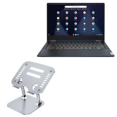 BoxWave Stand and Mount Compatible with Lenovo Flex 5i Chromebook (13 in - 82M7) - Executive VersaView Laptop Stand, Ergonomic Adjustable Viewing Angle Metallic Riser - Metallic Silver