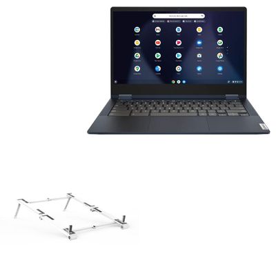 BoxWave Stand and Mount Compatible with Lenovo Flex 5i Chromebook (13 in - 82M7) - Pocket Aluminum Stand 3-in-1, Portable Multi Angle Viewing Riser - Metallic Silver
