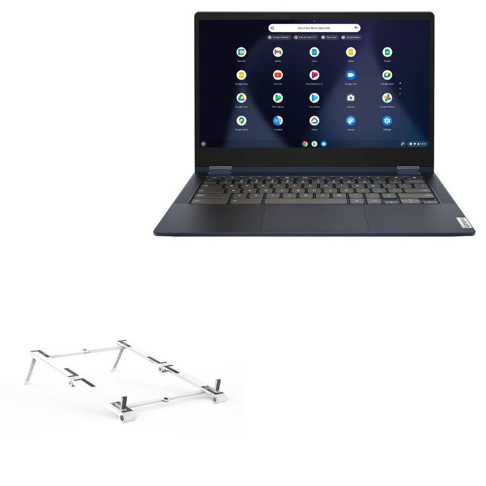 BoxWave Stand and Mount Compatible with Lenovo Flex 5i Chromebook (13 in - 82M7) - Pocket Aluminum Stand 3-in-1, Portable Multi Angle Viewing Riser - Metallic Silver