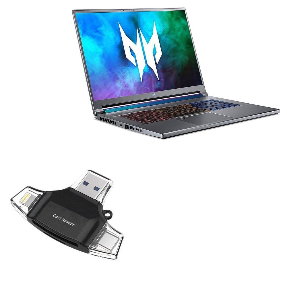 BoxWave Smart Gadget Compatible with Acer Predator Triton 500 SE (PT516-51s) - AllReader SD Card Reader, microSD Card Reader SD Compact USB - Jet Black