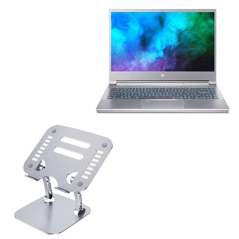 BoxWave Stand and Mount Compatible with Acer Predator Triton 300 SE (PT314-51s) - Executive VersaView Laptop Stand, Ergonomic Adjustable Viewing Angle Metallic Riser - Metallic Silver