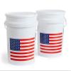 United Solutions 5 Gallon Bucket, Heavy Duty Plastic Bucket, Comfortable Handle, Perfect for on The Job, Home Improvement, or Household Cleaning, White with USA Flag, Pack of 2 view 1