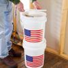 United Solutions 5 Gallon Bucket, Heavy Duty Plastic Bucket, Comfortable Handle, Perfect for on The Job, Home Improvement, or Household Cleaning, White with USA Flag, Pack of 2 view 3