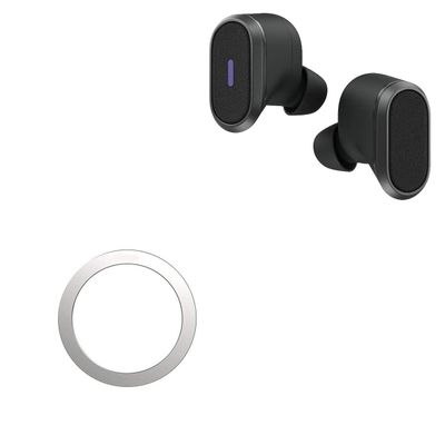 BoxWave Smart Gadget Compatible with Logitech Zone True Wireless - MagnetoSafe Ring, Add Magnet Functionality Adhesive Alloy - Metallic Silver