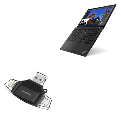 BoxWave Smart Gadget Compatible with Lenovo ThinkPad T14 (21AH) - AllReader SD Card Reader, microSD Card Reader SD Compact USB - Jet Black
