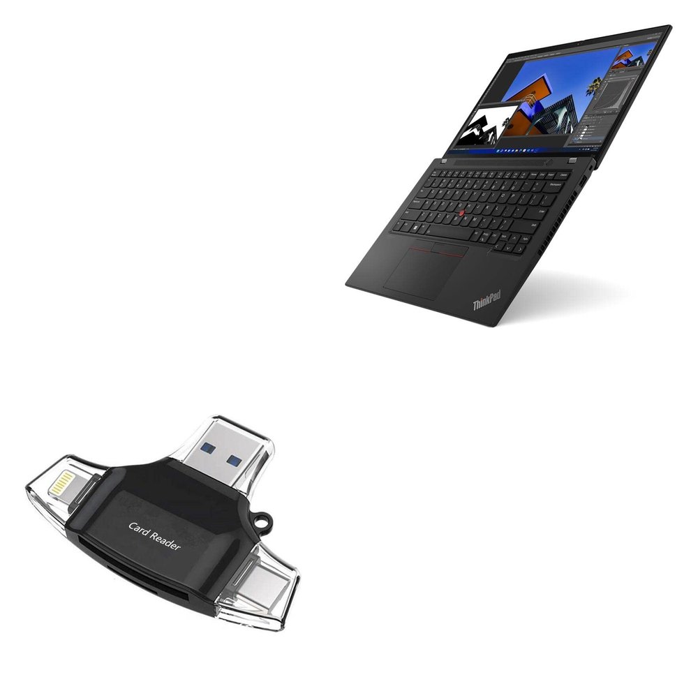 BoxWave Smart Gadget Compatible with Lenovo ThinkPad T14 (21AH) - AllReader SD Card Reader, microSD Card Reader SD Compact USB - Jet Black