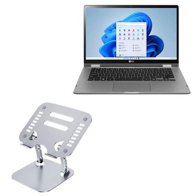 BoxWave Stand and Mount Compatible with LG Gram 14 2-in-1 (14T90N) - Executive VersaView Laptop Stand, Ergonomic Adjustable Viewing Angle Metallic Riser - Metallic Silver