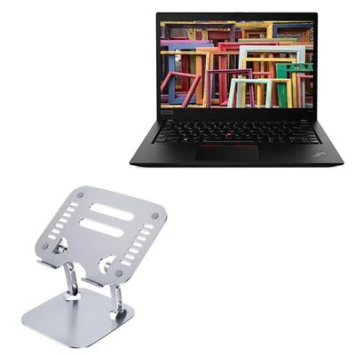 BoxWave Stand and Mount Compatible with Lenovo ThinkPad T14s (20UH) - Executive VersaView Laptop Stand, Ergonomic Adjustable Viewing Angle Metallic Riser - Metallic Silver