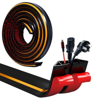 10Ft Floor Cord Cover Overfloor Cord Protector Self Adhesive Power Cable Protector Cord Raceway Ideal Extension Cord Cover Raceway to Hold Cords in Place for Power Cords Audio Cables (Black+Yellow)